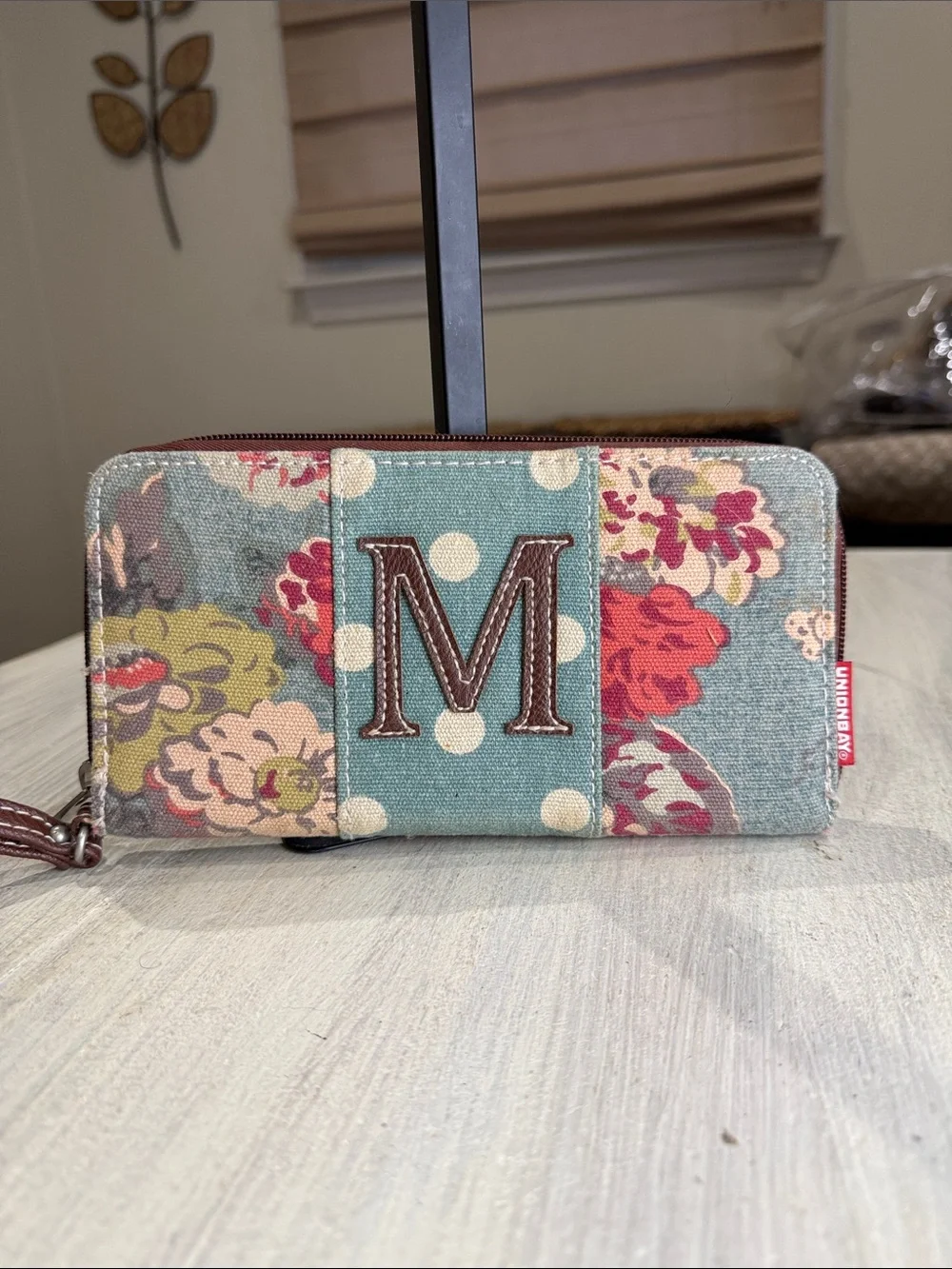 UNIONBAY Denim Floral Patchwork Wallet in Teal, Red, Pink, Cream